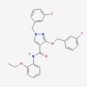 molecular formula C26H23F2N3O3 B2939707 N-(2-ethoxyphenyl)-1-(3-fluorobenzyl)-3-((3-fluorobenzyl)oxy)-1H-pyrazole-4-carboxamide CAS No. 1013758-49-0