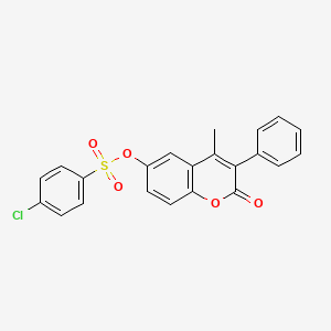 molecular formula C22H15ClO5S B2939728 4-methyl-2-oxo-3-phenyl-2H-chromen-6-yl 4-chlorobenzenesulfonate CAS No. 869341-59-3