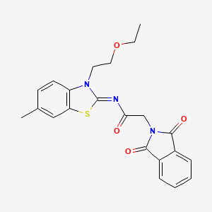 molecular formula C22H21N3O4S B2939730 (Z)-2-(1,3-dioxoisoindolin-2-yl)-N-(3-(2-ethoxyethyl)-6-methylbenzo[d]thiazol-2(3H)-ylidene)acetamide CAS No. 897616-26-1