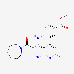 molecular formula C24H26N4O3 B2939739 Methyl 4-{[3-(azepane-1-carbonyl)-7-methyl-1,8-naphthyridin-4-yl]amino}benzoate CAS No. 1251569-95-5