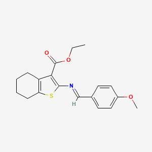 molecular formula C19H21NO3S B2939802 ethyl 2-{[(E)-(4-methoxyphenyl)methylidene]amino}-4,5,6,7-tetrahydro-1-benzothiophene-3-carboxylate CAS No. 139721-94-1