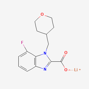 molecular formula C14H14FLiN2O3 B2939819 Lithium 7-fluoro-1-[(tetrahydro-2H-pyran-4-yl)methyl]-1H-benzo[d]imidazole-2-carboxylate CAS No. 2197052-69-8