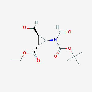 molecular formula C13H19NO6 B2939820 rac-ethyl(1R,2R,3R)-2-{N-[(tert-butoxy)carbonyl]formamido}-3-formylcyclopropane-1-carboxylate CAS No. 2343964-46-3