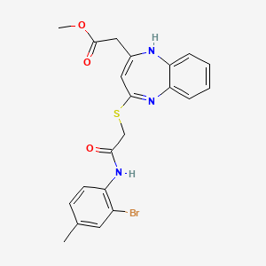 molecular formula C21H20BrN3O3S B2939830 methyl 2-[4-({[(2-bromo-4-methylphenyl)carbamoyl]methyl}sulfanyl)-1H-1,5-benzodiazepin-2-yl]acetate CAS No. 1251696-26-0