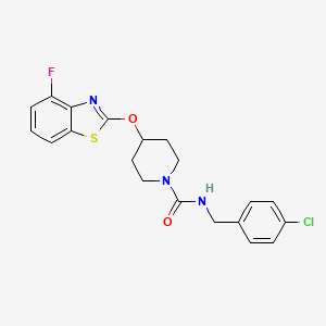 molecular formula C20H19ClFN3O2S B2939860 N-[(4-chlorophenyl)methyl]-4-[(4-fluoro-1,3-benzothiazol-2-yl)oxy]piperidine-1-carboxamide CAS No. 1286710-26-6