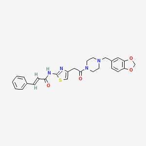 molecular formula C26H26N4O4S B2939867 N-(4-(2-(4-(benzo[d][1,3]dioxol-5-ylmethyl)piperazin-1-yl)-2-oxoethyl)thiazol-2-yl)cinnamamide CAS No. 1005928-13-1