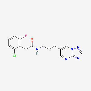 molecular formula C16H15ClFN5O B2939881 N-(3-([1,2,4]triazolo[1,5-a]pyrimidin-6-yl)propyl)-2-(2-chloro-6-fluorophenyl)acetamide CAS No. 2034524-90-6