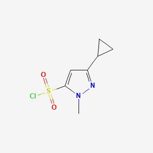 molecular formula C7H9ClN2O2S B2939891 3-cyclopropyl-1-methyl-1H-pyrazole-5-sulfonyl chloride CAS No. 1343588-67-9