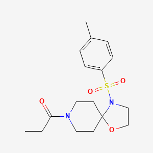 molecular formula C17H24N2O4S B2939908 1-[4-(4-Methylbenzenesulfonyl)-1-oxa-4,8-diazaspiro[4.5]decan-8-yl]propan-1-one CAS No. 896379-26-3