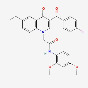 molecular formula C28H25FN2O5 B2939971 N-(2,4-dimethoxyphenyl)-2-[6-ethyl-3-(4-fluorobenzoyl)-4-oxo-1,4-dihydroquinolin-1-yl]acetamide CAS No. 895652-59-2