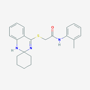 molecular formula C22H25N3OS B2939986 N-(2-methylphenyl)-2-{1'H-spiro[cyclohexane-1,2'-quinazoline]sulfanyl}acetamide CAS No. 893787-49-0