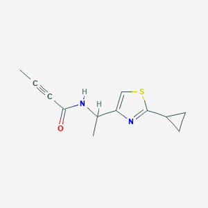 molecular formula C12H14N2OS B2940051 N-[1-(2-Cyclopropyl-1,3-thiazol-4-yl)ethyl]but-2-ynamide CAS No. 2411248-79-6