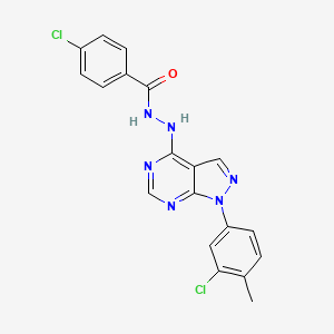 molecular formula C19H14Cl2N6O B2940078 4-chloro-N'-[1-(3-chloro-4-methylphenyl)-1H-pyrazolo[3,4-d]pyrimidin-4-yl]benzohydrazide CAS No. 890944-23-7