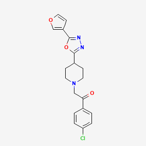 molecular formula C19H18ClN3O3 B2940094 1-(4-Chlorophenyl)-2-(4-(5-(furan-3-yl)-1,3,4-oxadiazol-2-yl)piperidin-1-yl)ethanone CAS No. 1421477-03-3