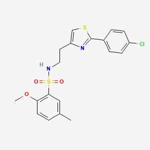 molecular formula C19H19ClN2O3S2 B2940133 N-{2-[2-(4-chlorophenyl)-1,3-thiazol-4-yl]ethyl}-2-methoxy-5-methylbenzene-1-sulfonamide CAS No. 933231-26-6