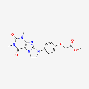 molecular formula C18H19N5O5 B2940180 Methyl 2-[4-(2,4-dimethyl-1,3-dioxo-7,8-dihydropurino[7,8-a]imidazol-6-yl)phenoxy]acetate CAS No. 1021029-82-2