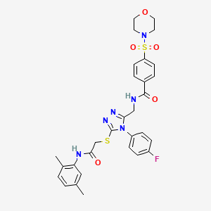 molecular formula C30H31FN6O5S2 B2940193 N-{[5-({[(2,5-dimethylphenyl)carbamoyl]methyl}sulfanyl)-4-(4-fluorophenyl)-4H-1,2,4-triazol-3-yl]methyl}-4-(morpholine-4-sulfonyl)benzamide CAS No. 310427-52-2