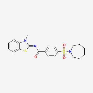 molecular formula C21H23N3O3S2 B2940205 (E)-4-(azepan-1-ylsulfonyl)-N-(3-methylbenzo[d]thiazol-2(3H)-ylidene)benzamide CAS No. 850910-64-4