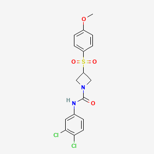 molecular formula C17H16Cl2N2O4S B2940224 N-(3,4-dichlorophenyl)-3-((4-methoxyphenyl)sulfonyl)azetidine-1-carboxamide CAS No. 1797631-42-5