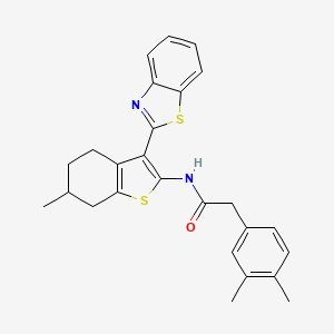 molecular formula C26H26N2OS2 B2940227 N-[3-(1,3-benzothiazol-2-yl)-6-methyl-4,5,6,7-tetrahydro-1-benzothiophen-2-yl]-2-(3,4-dimethylphenyl)acetamide CAS No. 921861-92-9