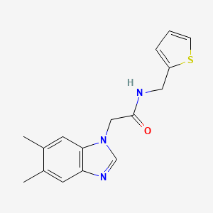 molecular formula C16H17N3OS B2940258 2-(5,6-dimethyl-1H-1,3-benzodiazol-1-yl)-N-[(thiophen-2-yl)methyl]acetamide CAS No. 955330-35-5