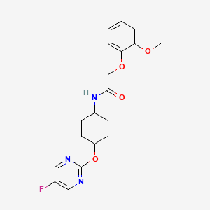 molecular formula C19H22FN3O4 B2940259 2-(2-methoxyphenoxy)-N-[(1r,4r)-4-[(5-fluoropyrimidin-2-yl)oxy]cyclohexyl]acetamide CAS No. 2034401-49-3