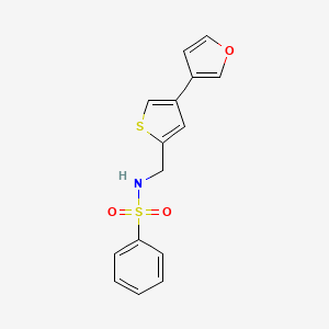 molecular formula C15H13NO3S2 B2940264 N-{[4-(furan-3-yl)thiophen-2-yl]methyl}benzenesulfonamide CAS No. 2380042-66-8