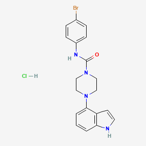 molecular formula C19H20BrClN4O B2940278 N-(4-bromophenyl)-4-(1H-indol-4-yl)tetrahydropyrazine-1(2H)-carboxamide hydrochloride CAS No. 256458-82-9