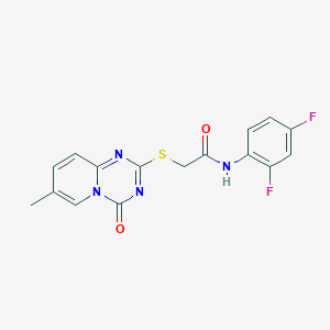 molecular formula C16H12F2N4O2S B2940306 N-(2,4-difluorophenyl)-2-({7-methyl-4-oxo-4H-pyrido[1,2-a][1,3,5]triazin-2-yl}sulfanyl)acetamide CAS No. 896319-37-2