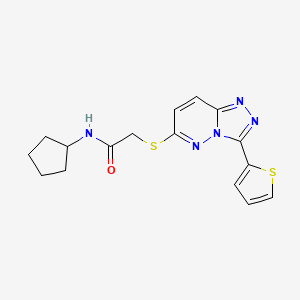 molecular formula C16H17N5OS2 B2940326 N-cyclopentyl-2-((3-(thiophen-2-yl)-[1,2,4]triazolo[4,3-b]pyridazin-6-yl)thio)acetamide CAS No. 868966-74-9
