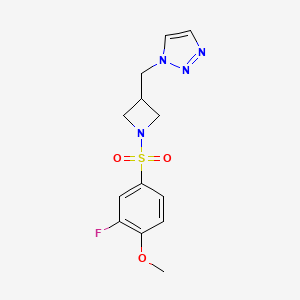 molecular formula C13H15FN4O3S B2940333 1-{[1-(3-fluoro-4-methoxybenzenesulfonyl)azetidin-3-yl]methyl}-1H-1,2,3-triazole CAS No. 2310010-59-2