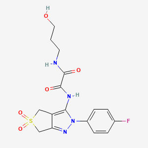 molecular formula C16H17FN4O5S B2940334 N'-[2-(4-fluorophenyl)-5,5-dioxo-2H,4H,6H-5lambda6-thieno[3,4-c]pyrazol-3-yl]-N-(3-hydroxypropyl)ethanediamide CAS No. 899961-82-1