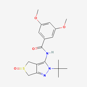 molecular formula C18H23N3O4S B2940337 N-{2-tert-butyl-5-oxo-2H,4H,6H-5lambda4-thieno[3,4-c]pyrazol-3-yl}-3,5-dimethoxybenzamide CAS No. 1008453-32-4