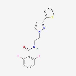 molecular formula C16H13F2N3OS B2940348 2,6-difluoro-N-(2-(3-(thiophen-2-yl)-1H-pyrazol-1-yl)ethyl)benzamide CAS No. 1448037-68-0
