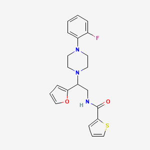 molecular formula C21H22FN3O2S B2940350 N-(2-(4-(2-fluorophenyl)piperazin-1-yl)-2-(furan-2-yl)ethyl)thiophene-2-carboxamide CAS No. 877633-18-6