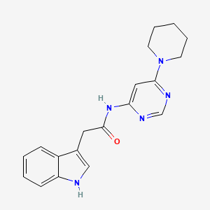 molecular formula C19H21N5O B2940356 2-(1H-indol-3-yl)-N-(6-(piperidin-1-yl)pyrimidin-4-yl)acetamide CAS No. 1396849-47-0