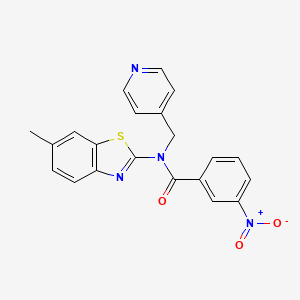 molecular formula C21H16N4O3S B2940367 N-(6-methylbenzo[d]thiazol-2-yl)-3-nitro-N-(pyridin-4-ylmethyl)benzamide CAS No. 923146-58-1