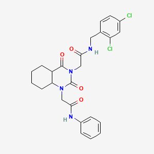 molecular formula C25H20Cl2N4O4 B2940369 N-[(2,4-dichlorophenyl)methyl]-2-{2,4-dioxo-1-[(phenylcarbamoyl)methyl]-1,2,3,4-tetrahydroquinazolin-3-yl}acetamide CAS No. 2415563-12-9