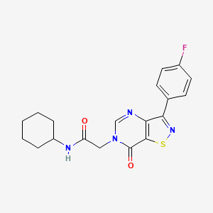 molecular formula C19H19FN4O2S B2940409 N-cyclohexyl-2-[3-(4-fluorophenyl)-7-oxo-6H,7H-[1,2]thiazolo[4,5-d]pyrimidin-6-yl]acetamide CAS No. 1112298-23-3