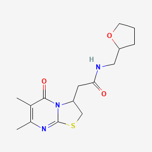 2-(6,7-dimethyl-5-oxo-3,5-dihydro-2H-thiazolo[3,2-a]pyrimidin-3-yl)-N-((tetrahydrofuran-2-yl)methyl)acetamide