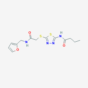 molecular formula C13H16N4O3S2 B2940434 N-(5-((2-((furan-2-ylmethyl)amino)-2-oxoethyl)thio)-1,3,4-thiadiazol-2-yl)butyramide CAS No. 868976-24-3