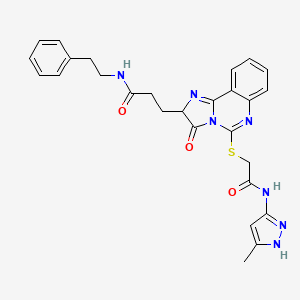 3-[5-({2-[(5-methyl-1H-pyrazol-3-yl)amino]-2-oxoethyl}thio)-3-oxo-2,3-dihydroimidazo[1,2-c]quinazolin-2-yl]-N-(2-phenylethyl)propanamide