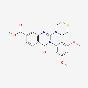molecular formula C22H23N3O5S B2940474 methyl 3-(3,5-dimethoxyphenyl)-4-oxo-2-(thiomorpholin-4-yl)-3,4-dihydroquinazoline-7-carboxylate CAS No. 1251582-69-0