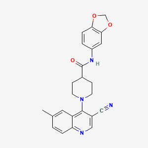 molecular formula C24H22N4O3 B2940480 N-(2H-1,3-benzodioxol-5-yl)-1-(3-cyano-6-methylquinolin-4-yl)piperidine-4-carboxamide CAS No. 1226456-86-5