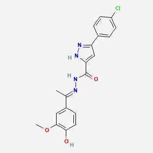 (E)-3-(4-chlorophenyl)-N'-(1-(4-hydroxy-3-methoxyphenyl)ethylidene)-1H-pyrazole-5-carbohydrazide