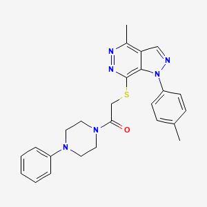 molecular formula C25H26N6OS B2940508 2-((4-甲基-1-(对甲苯基)-1H-吡唑并[3,4-d]嘧啶-7-基)硫)-1-(4-苯基哌嗪-1-基)乙酮 CAS No. 1207028-16-7
