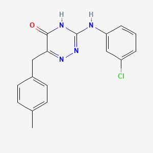 molecular formula C17H15ClN4O B2940531 3-[(3-Chlorophenyl)amino]-6-(4-methylbenzyl)-1,2,4-triazin-5-ol CAS No. 905769-54-2