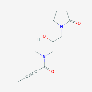 molecular formula C12H18N2O3 B2940580 N-[2-Hydroxy-3-(2-oxopyrrolidin-1-yl)propyl]-N-methylbut-2-ynamide CAS No. 2411243-68-8