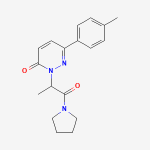 molecular formula C18H21N3O2 B2940581 2-(1-oxo-1-(pyrrolidin-1-yl)propan-2-yl)-6-(p-tolyl)pyridazin-3(2H)-one CAS No. 1202999-06-1
