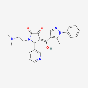 molecular formula C24H25N5O3 B2940582 1-(2-(二甲氨基)乙基)-3-羟基-4-(5-甲基-1-苯基-1H-吡唑-4-羰基)-5-(吡啶-3-基)-1H-吡咯-2(5H)-酮 CAS No. 908229-23-2
